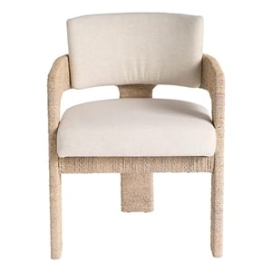 Pemberly Row Woven Abaca Arm Chair in Dockside Natural Tan Oak