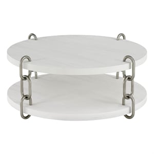 Pemberly Row Shoreline Louvered Panel Cocktail Table in White