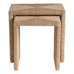 Pemberly Row Woven Abaca Nesting Tables Set in Natural Dockside Tan
