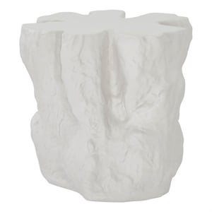 Pemberly Row Cliffside Sculptural Concrete Accent Table in White