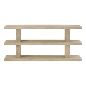 Pemberly Row Coastal Oak Console Table with Drawer in Dockside Tan