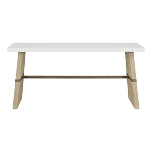 Pemberly Row Coastal Pine Console Table with Shelf in Dockside Tan
