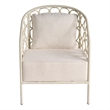 Pemberly Row Pebble Shaped Accent Chair in Woven White Rattan