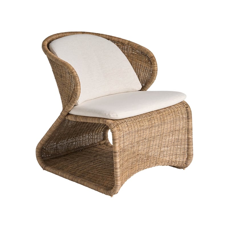 Pemberly Row Coastal Lounge Chair in Tan Natural Woven Fabric