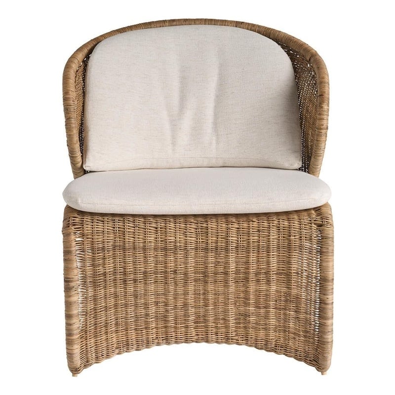 Pemberly Row Coastal Lounge Chair in Tan Natural Woven Fabric