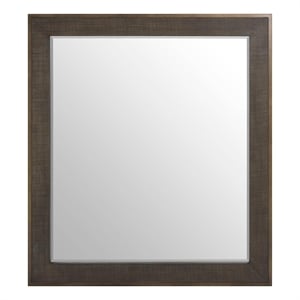Pemberly Row Beveled Frame Decorative Accent Mirror in Rich Cocoa Oak
