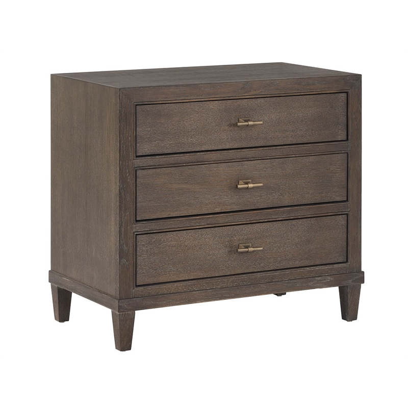 Pemberly Row Embossed Panel 2-Drawer Nightstand in Rich Cocoa