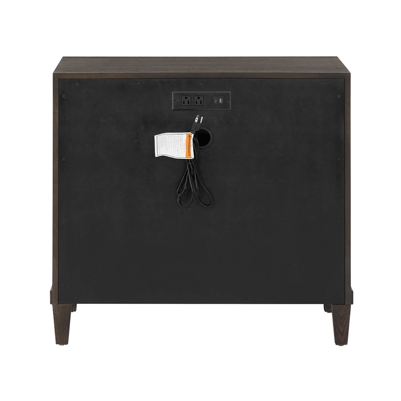 Pemberly Row Embossed Panel 2-Drawer Nightstand in Rich Cocoa