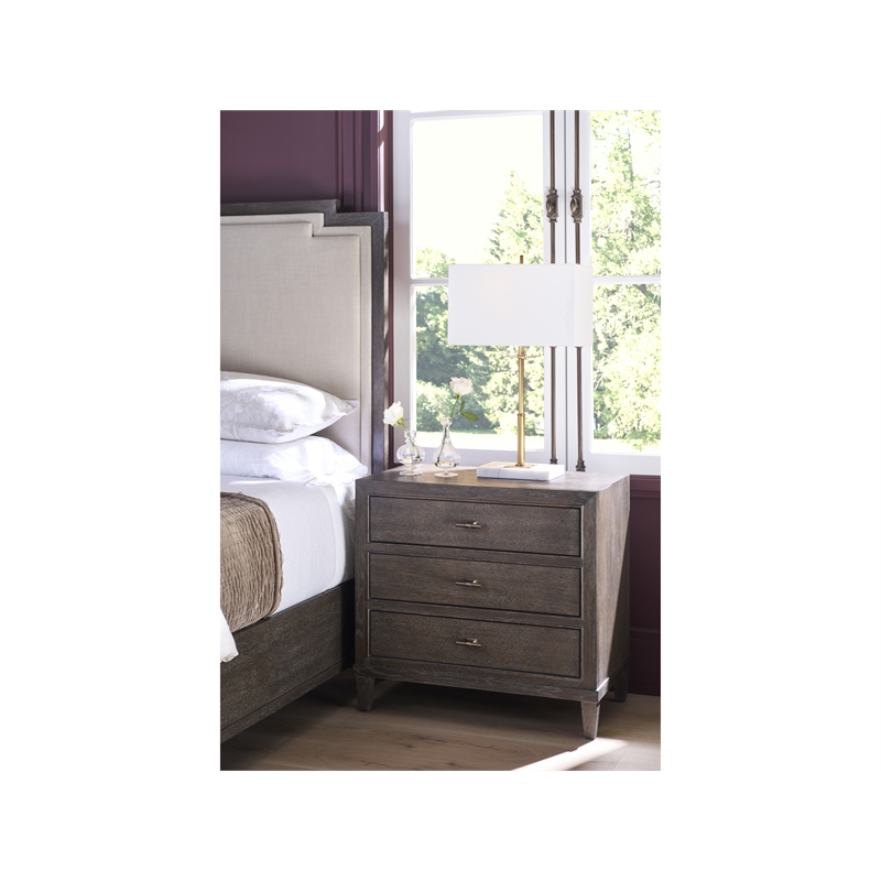 Pemberly Row Embossed Panel 2-Drawer Nightstand in Rich Cocoa