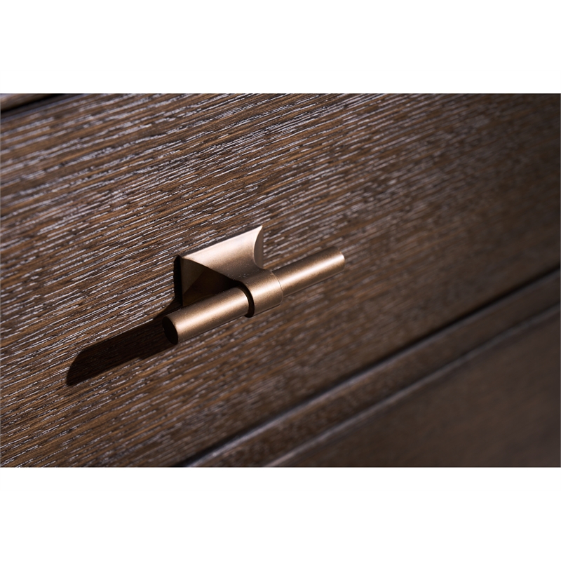 Pemberly Row Embossed Panel 2-Drawer Nightstand in Rich Cocoa