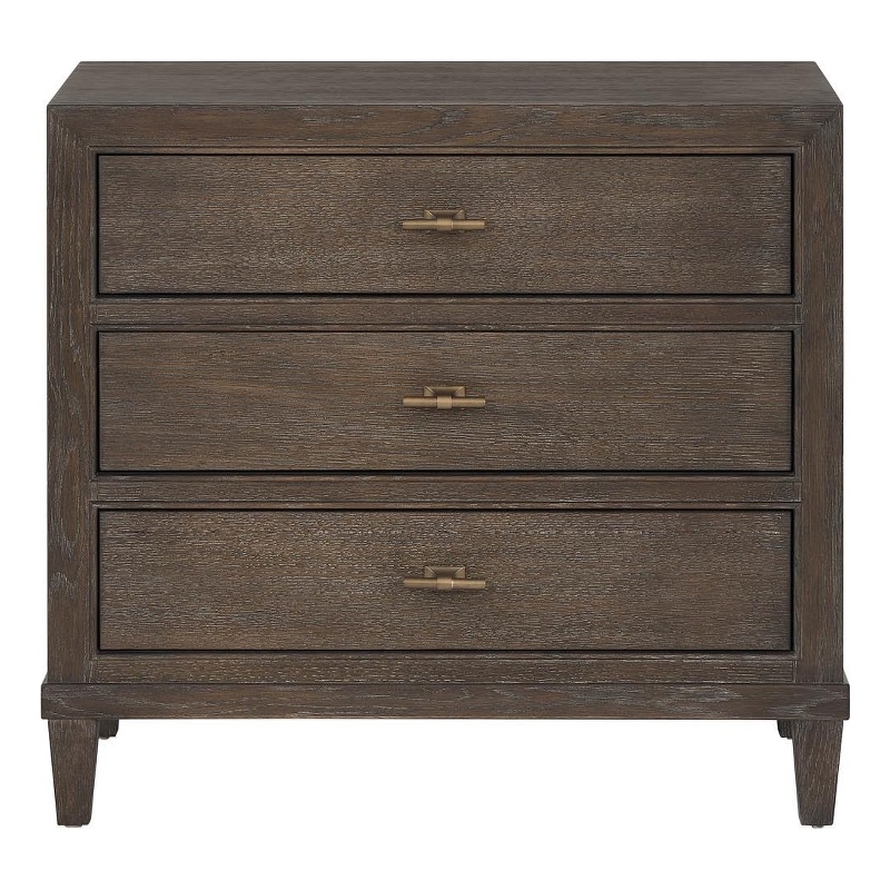 Pemberly Row Embossed Panel 2-Drawer Nightstand in Rich Cocoa