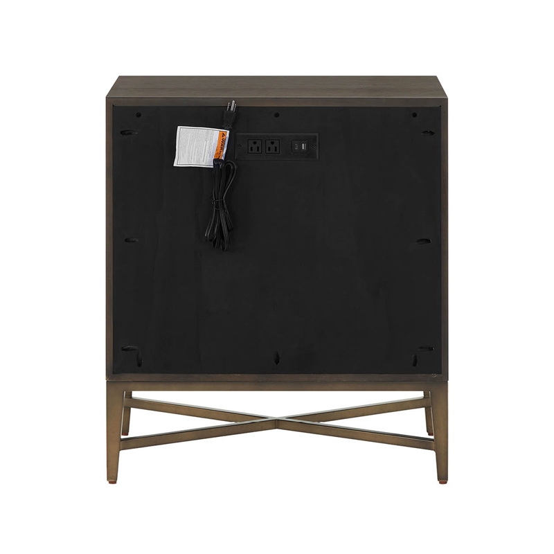 Pemberly Row Notched Design 2-Drawer Nightstand in Rich Cocoa