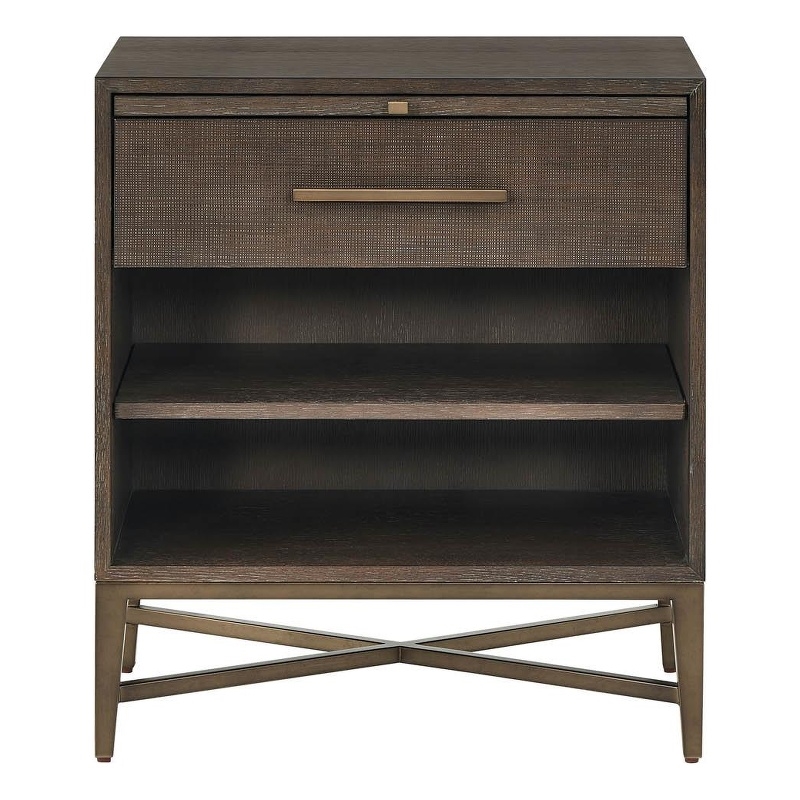 Pemberly Row Notched Design 2-Drawer Nightstand in Rich Cocoa