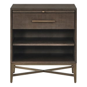 Pemberly Row Notched Design 2-Drawer Nightstand in Rich Cocoa