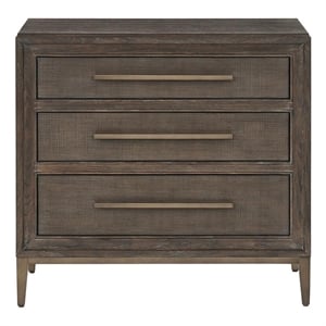 Pemberly Row Beaded Detail 2-Drawer Nightstand in Rich Cocoa