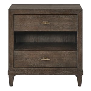 Pemberly Row Geometric Door 2-Drawer Nightstand in Rich Cocoa