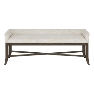 Pemberly Row Upholstered Velvet Bench with Oak Frame in Cocoa