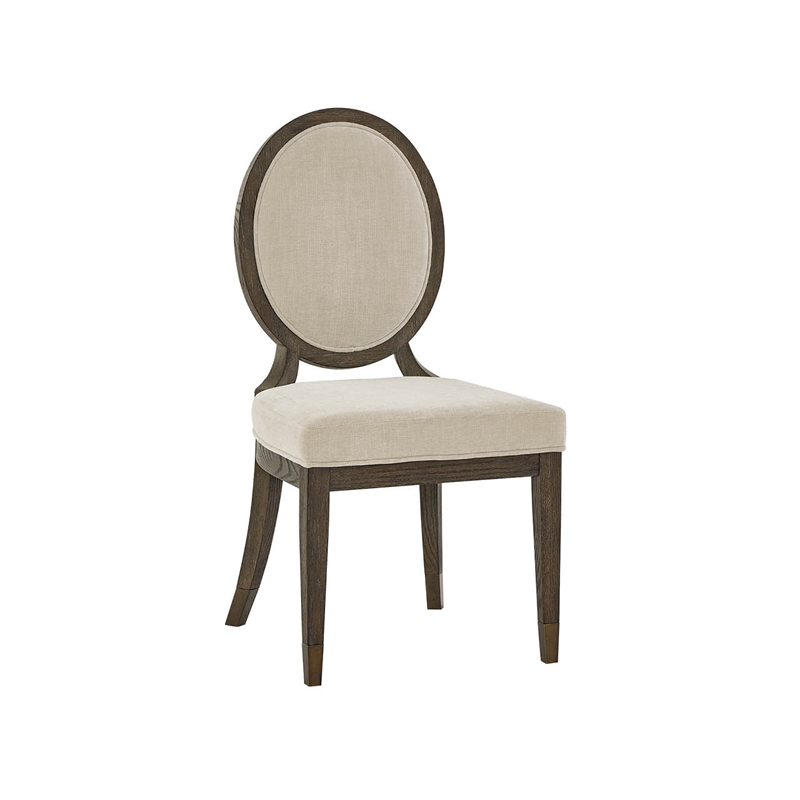 Pemberly Row Oval Back Upholstered Side Chair in Cocoa Oak (Set of 2)