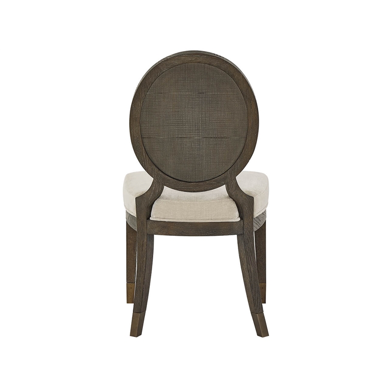 Pemberly Row Oval Back Upholstered Side Chair in Cocoa Oak (Set of 2)