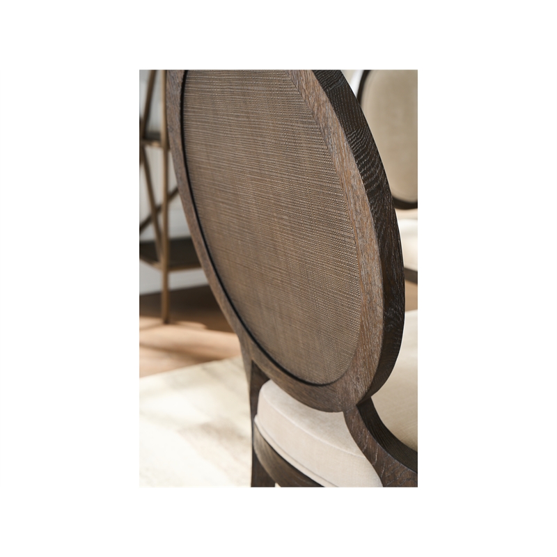 Pemberly Row Oval Back Upholstered Side Chair in Cocoa Oak (Set of 2)
