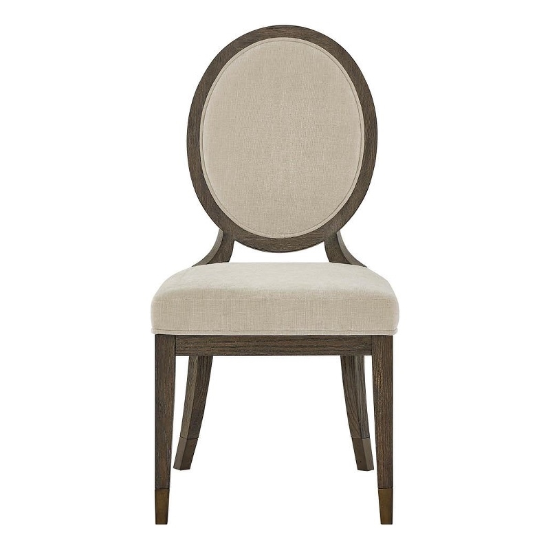 Pemberly Row Oval Back Upholstered Side Chair in Cocoa Oak (Set of 2)