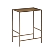 Pemberly Row Smoked Gold Metal Round Side Table with Stone Top