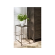Pemberly Row Smoked Gold Metal Round Side Table with Stone Top