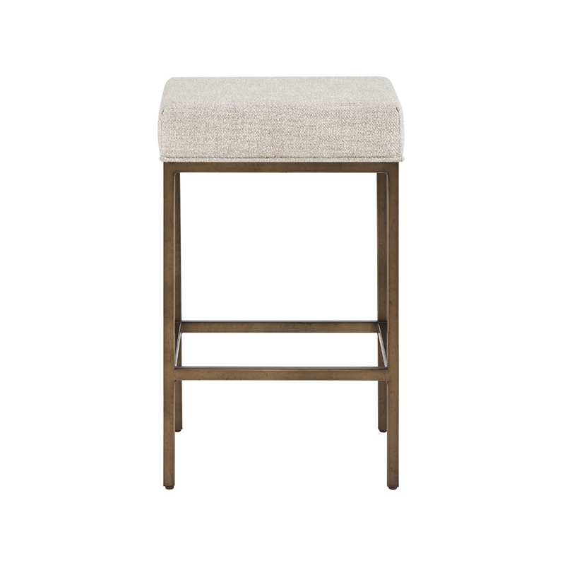 Pemberly Row Brindle Console Table with Stools in Gold/Travertine
