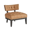 Pemberly Row Mid-Century Upholstered Accent Chair in Black Leather