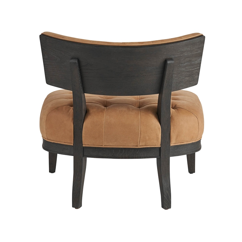 Pemberly Row Mid-Century Upholstered Accent Chair in Black Leather