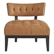 Pemberly Row Mid-Century Upholstered Accent Chair in Black Leather