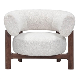 Pemberly Row Sculptural Low Profile Lounge Chair in Ivory White