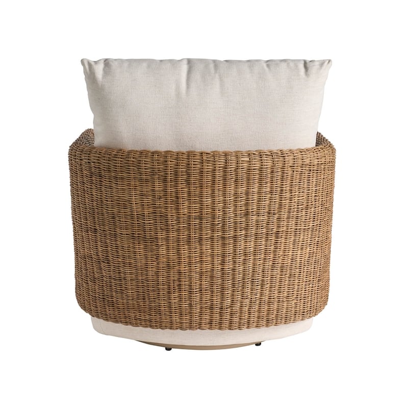 Pemberly Row Contemporary Low Profile Swivel Chair in Off White