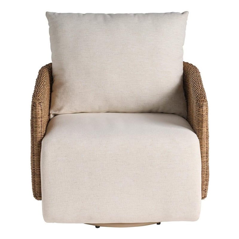 Pemberly Row Contemporary Low Profile Swivel Chair in Off White