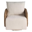 Pemberly Row Contemporary Low Profile Swivel Chair in Off White
