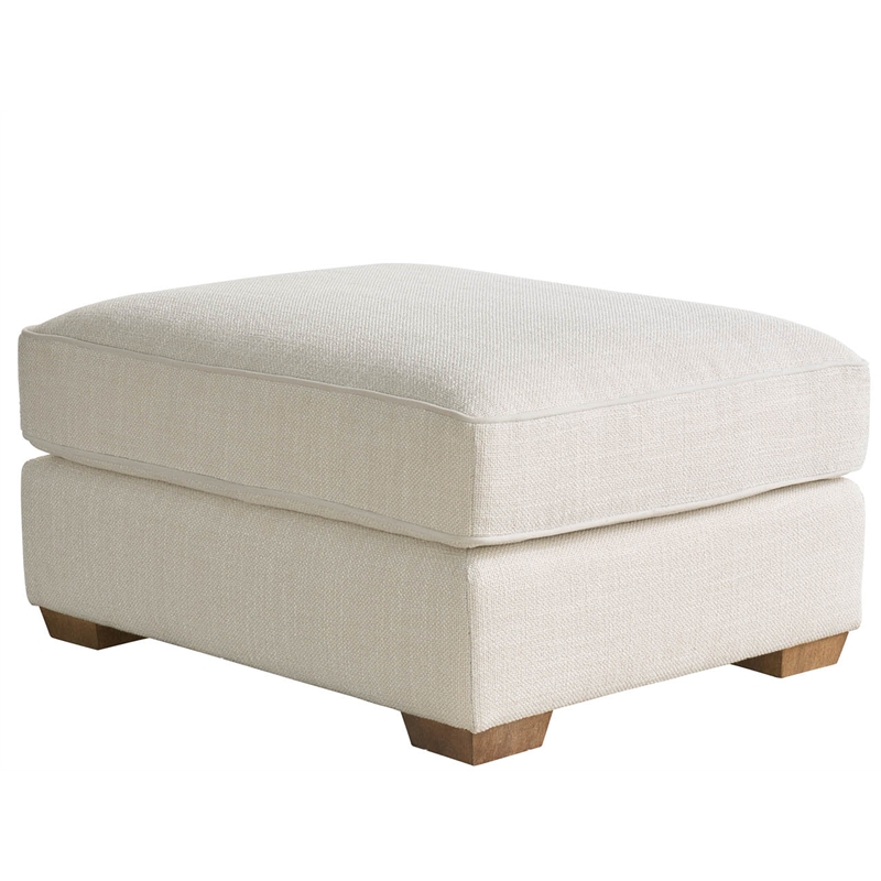 Pemberly Row Tufted Top-Grain Leather Cocktail Ottoman in Brown