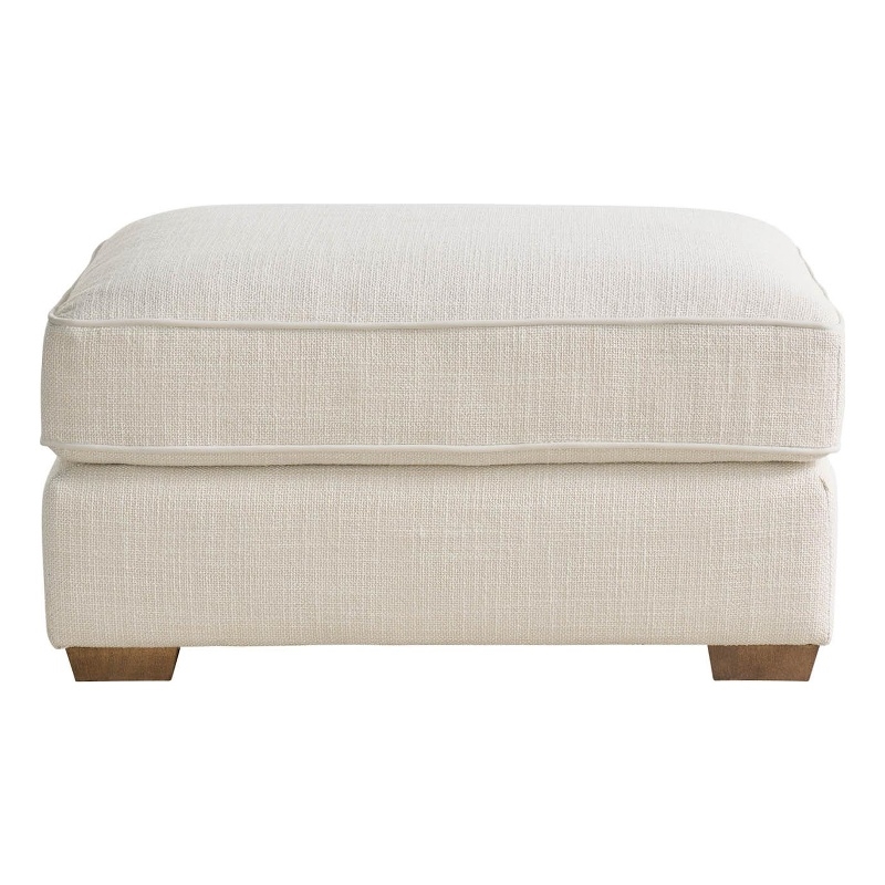 Pemberly Row Tufted Top-Grain Leather Cocktail Ottoman in Brown