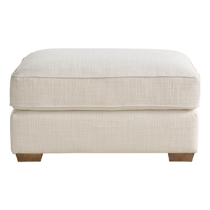 Pemberly Row Tufted Top-Grain Leather Cocktail Ottoman in Brown