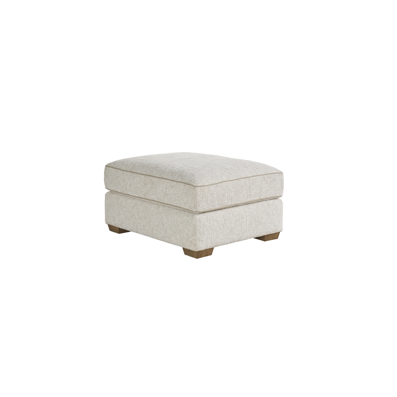 Pemberly Row Button-Tufted Leather Cocktail Ottoman in Brown