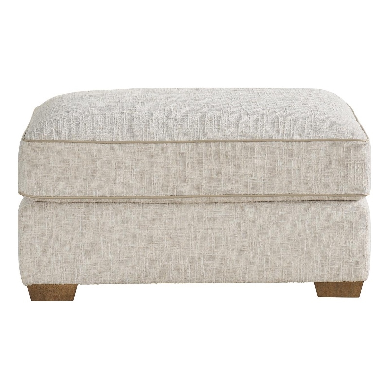 Pemberly Row Button-Tufted Leather Cocktail Ottoman in Brown