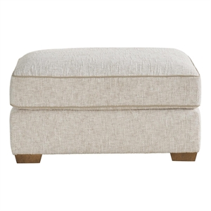 Pemberly Row Button-Tufted Leather Cocktail Ottoman in Brown