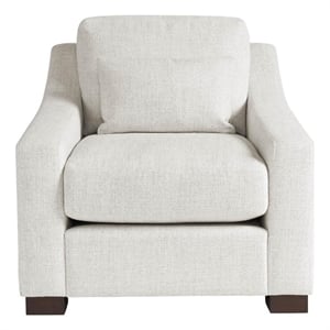 Pemberly Row Contemporary Upholstered Chair with Track Arms in Off White