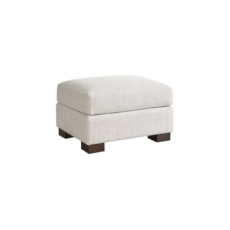 Pemberly Row Upholstered Tufted Round Cocktail Ottoman in Off White