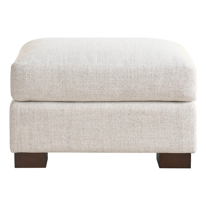 Pemberly Row Upholstered Tufted Round Cocktail Ottoman in Off White