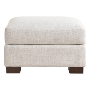 Pemberly Row Upholstered Tufted Round Cocktail Ottoman in Off White