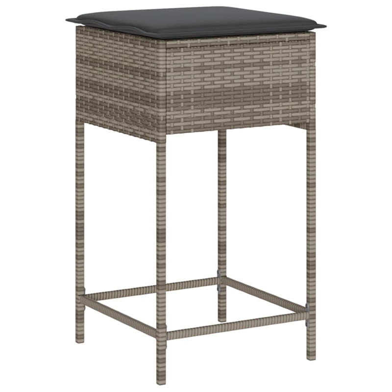 Pemberly Row 3 Piece Poly Rattan Outdoor Patio Bar Set in Gray