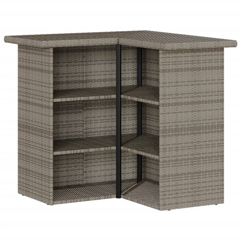 Pemberly Row 3 Piece Poly Rattan Outdoor Patio Bar Set in Gray