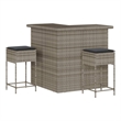 Pemberly Row 3 Piece Poly Rattan Outdoor Patio Bar Set in Gray