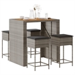 Pemberly Row 5 Piece Solid Acacia Wood Outdoor Patio Bar Set in Gray