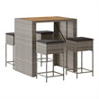 Pemberly Row 5 Piece Solid Acacia Wood Outdoor Patio Bar Set in Gray
